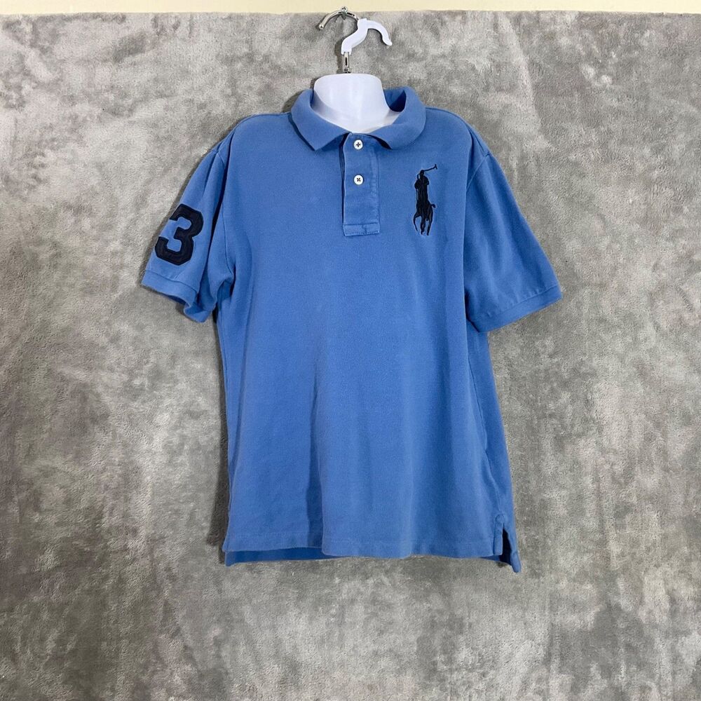 POLO Ralph Lauren Polo Shirt Big Pony/ #3 Youth Size M classic fit Blue SS